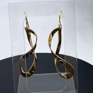 AV High Polish Infinity Shaped Figure Eight Twisted Dangle Statement Earrings